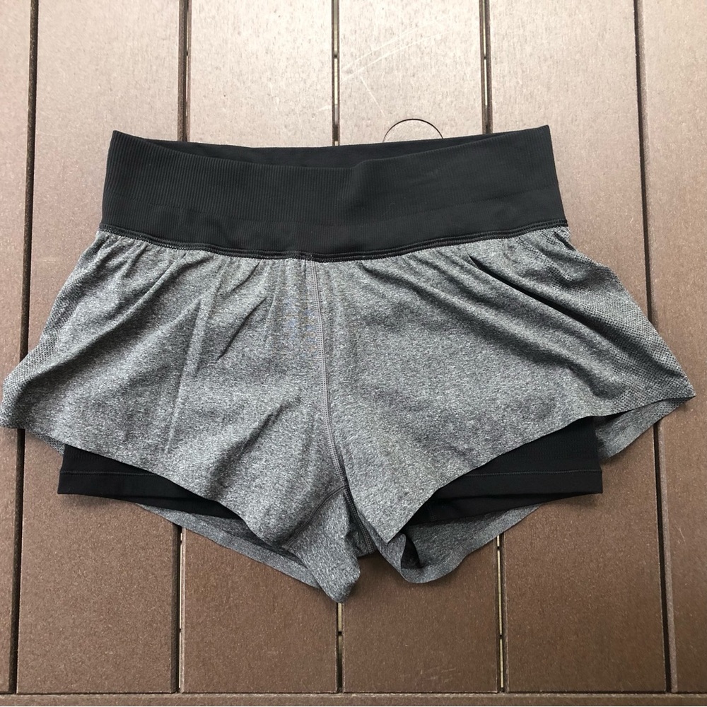 lululemon athletica Women's Layered Gray and Black Athletic Shorts